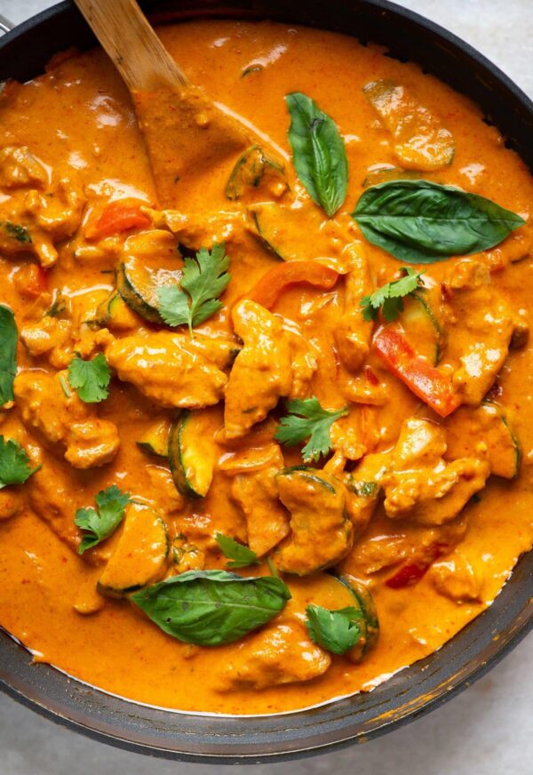 Thai Chicken Red Curry, coconut cauliflower rice, vegetables